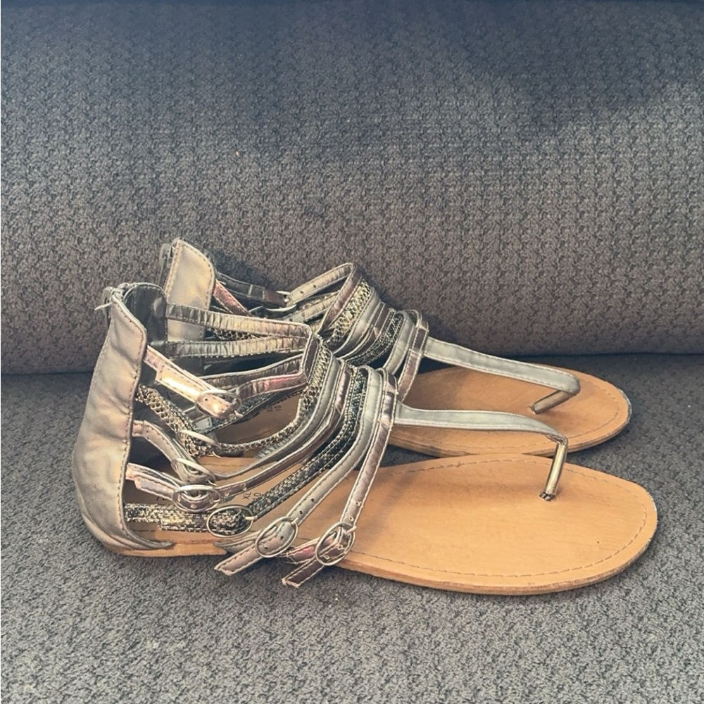 Glamorous Silver Gladiator Sandals